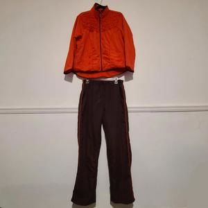 Women's Activology Ac-Tiv-Ology Set Zip-up Orange Ruffle Jacket Brown Pants XL